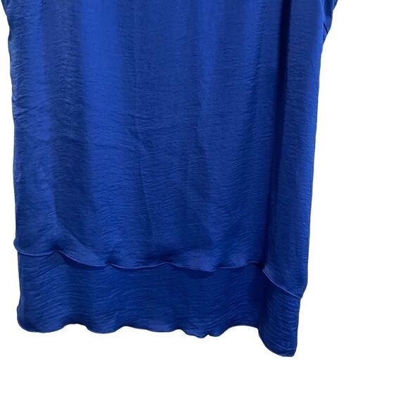 Soft Surroundings- Cally Crinkle Tank Royal Blue Asymmetrical Hem, Size Large - Picture 5 of 11